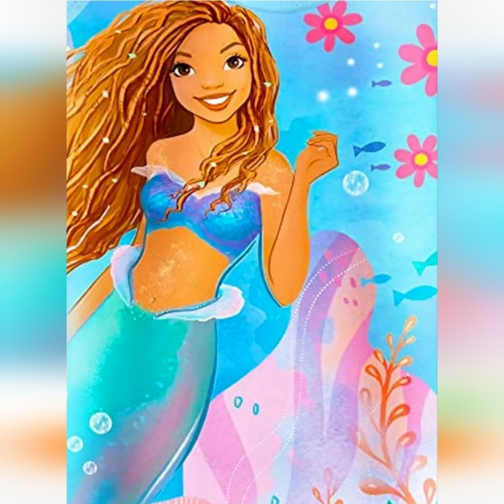 Halle Bailey Little Mermaid Swimsuit with matching Sun Cap. Sz 2-3 years. - Picture 3 of 5